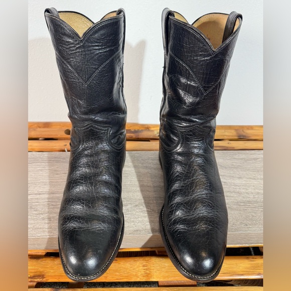 Vintage Justin Boots Men's 3187 Soft Bullhide Leather Roper Boots Size 10 D USA - Picture 3 of 16